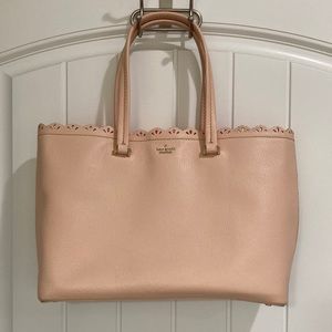 Kate spade large leather tote. Light pink with neon pink interior. Like new!